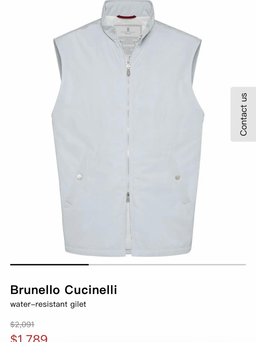 Brunello Cucinelli Men'Water-Resistant Gilet Vest - M